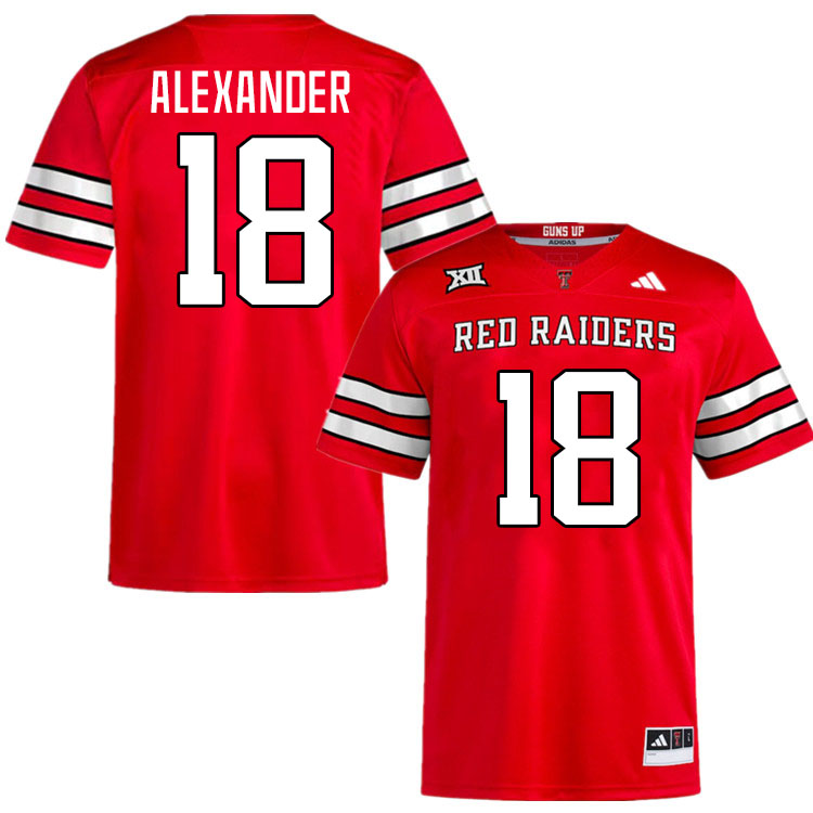 #18 Roy Alexander Texas Tech Red Raiders Jerseys College Football Uniforms Stitched-Red #18 Roy Alexander Texas Tech Red Raiders Jerseys College Football Uniforms Stitched-Red
